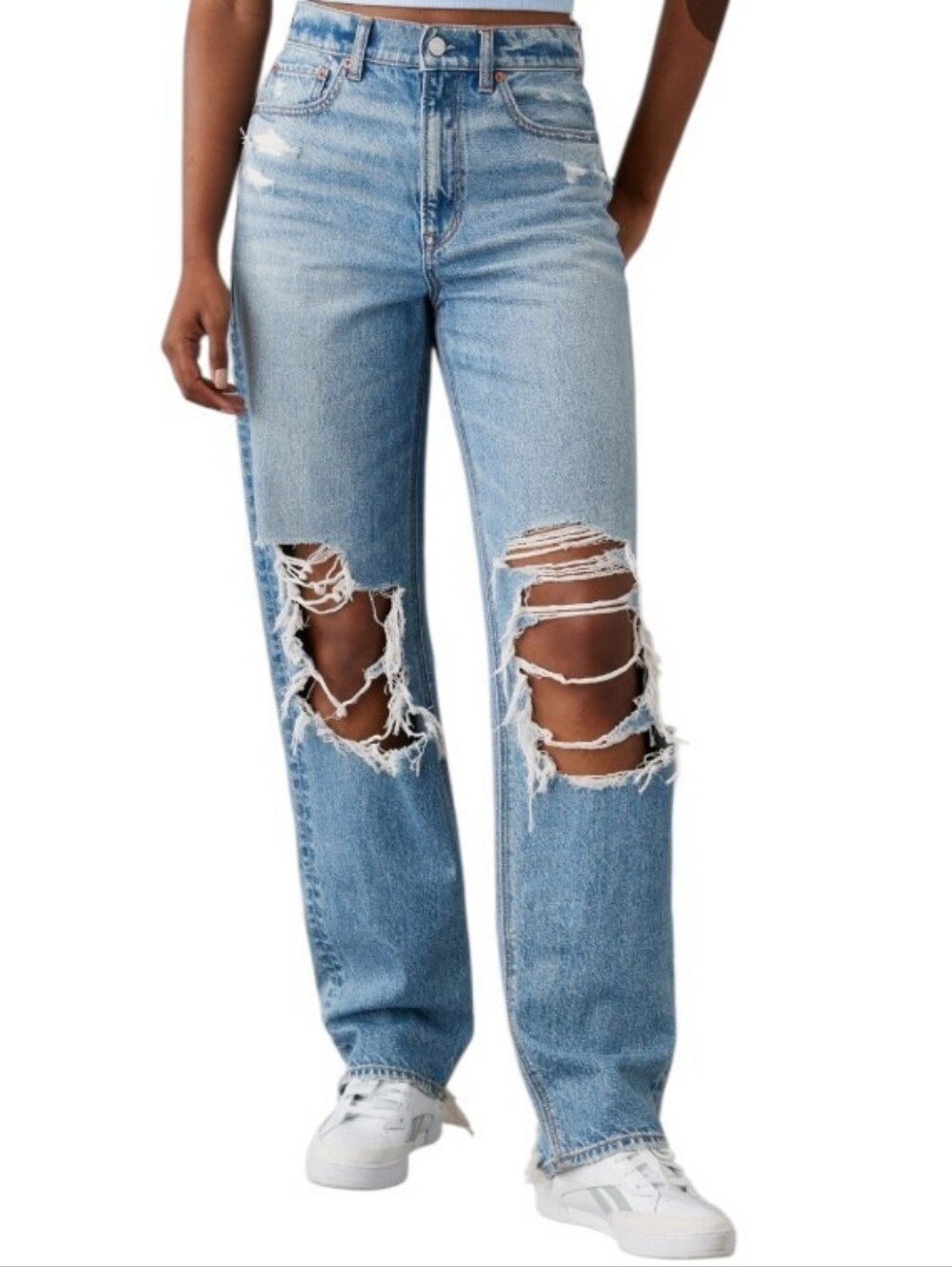 AE - Highesr Rise Baggy Straight '90's Distressed Mom Jeans SZ 6-Short